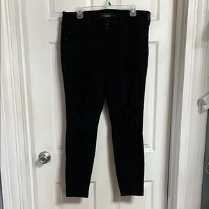 Torrid Women's Black Skinny Jeans with Distressing